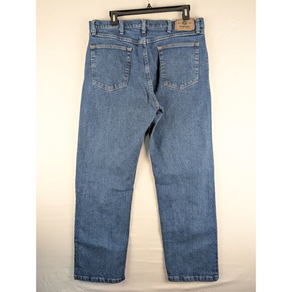 Wrangler Jeans Mens 34x30 Blue Straight Leg Denim - Picture 8 of 10